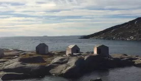 Abandoned fishing shacks